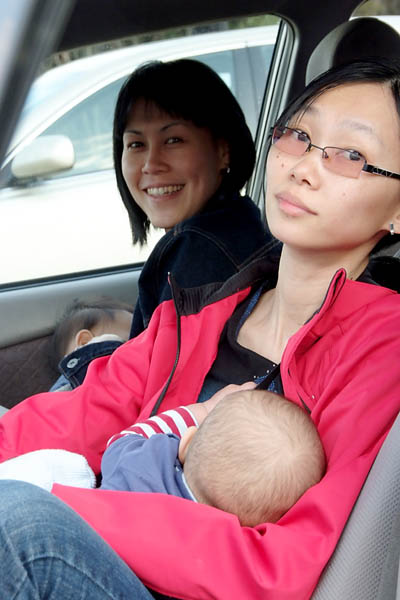 Two breast-feeding mothers