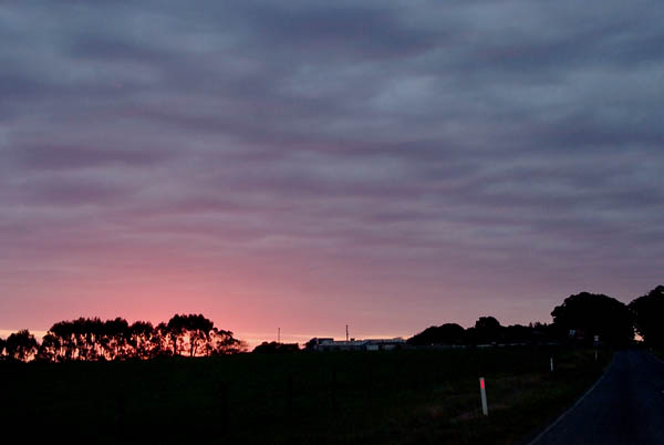 Reaching Macka's farm just as the sun sets